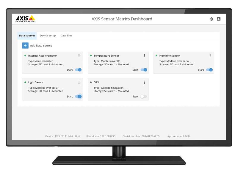 AXIS Sensor Metrics Dashboard in screen